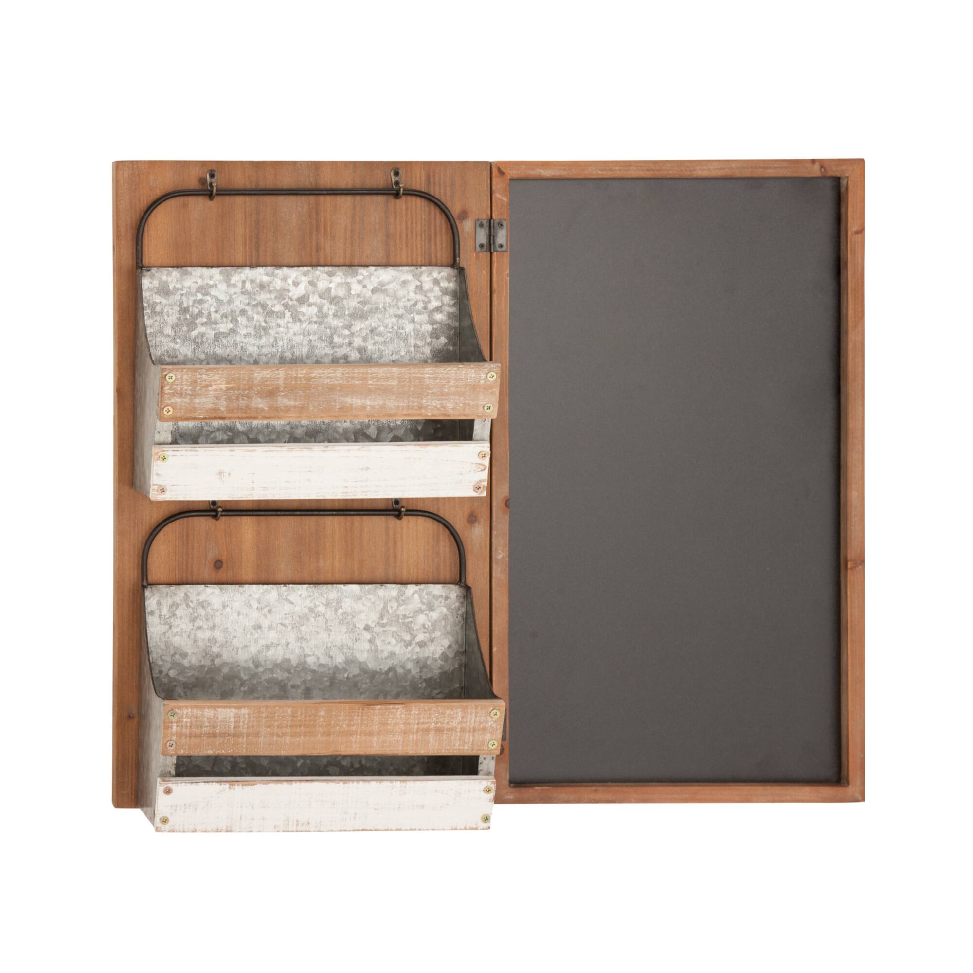 28" Brown Wood Farmhouse Magazine Rack Holder
